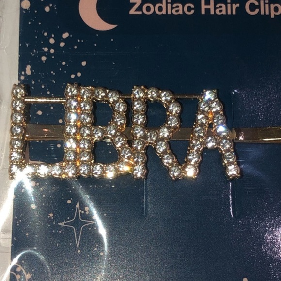 Gold plated zodiac libra horoscope astrology crystal Bedazzled bling‎ hair clips - Picture 5 of 6